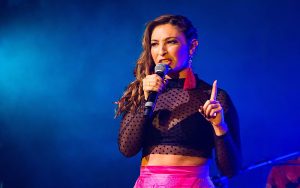 Jess Robinson singer musical comedians impressionist comedian awards host book at Great British Comedians